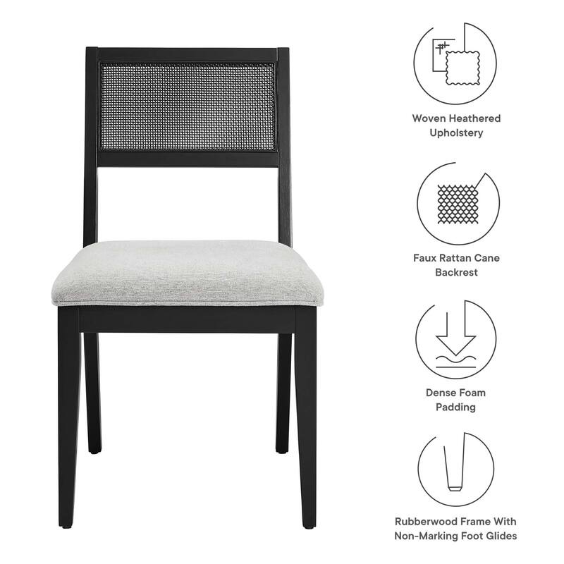 Nimba Faux Rattan Fabric Dining Chairs Set of 2