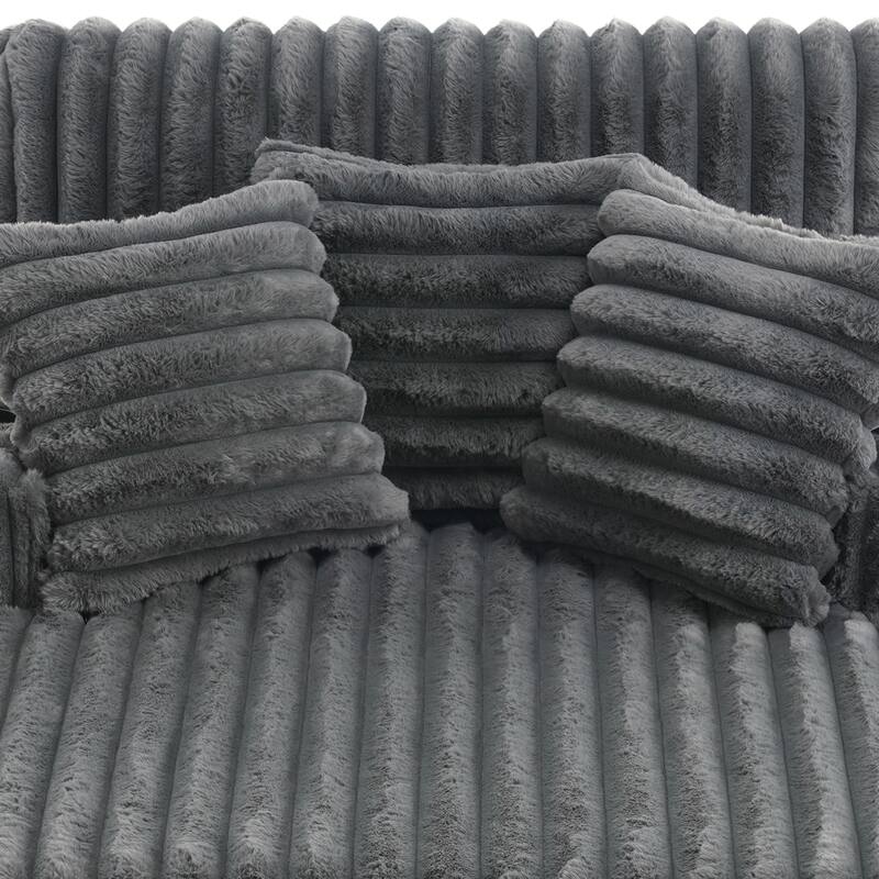 2 Set Modern Plush Sofa Chaise with Pillows and Cup Holder