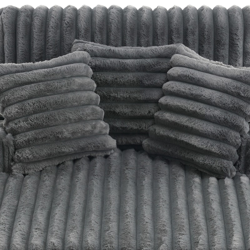 Modern Upgraded Plush Fabric Sofa Chaise Lounge with Pillows