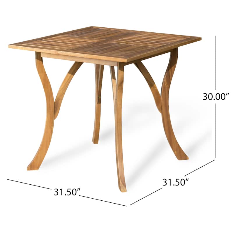 5-Piece Outdoor Acacia Wood Dining Set with Square Table and 4 Cushioned Chair