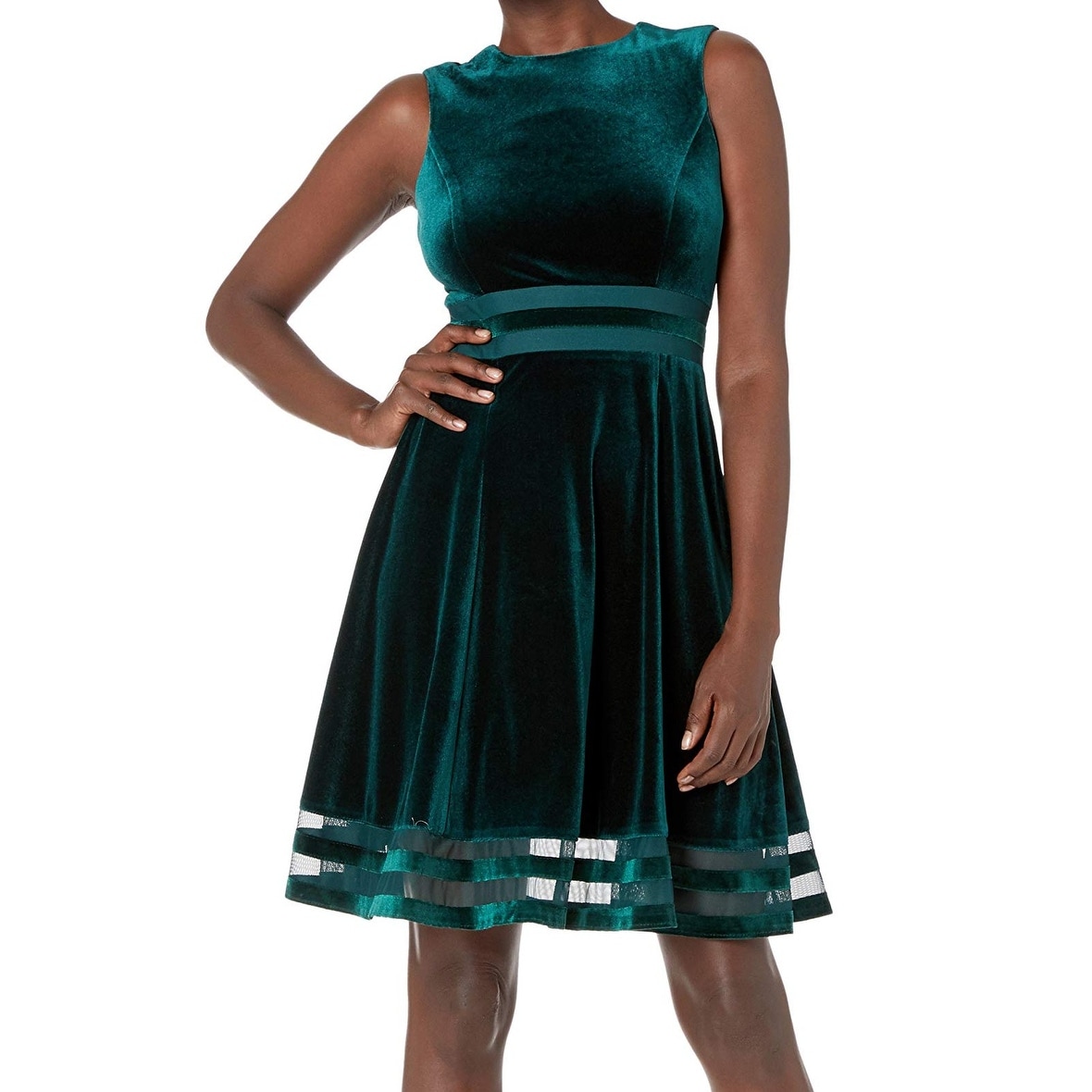 calvin klein green velvet dress