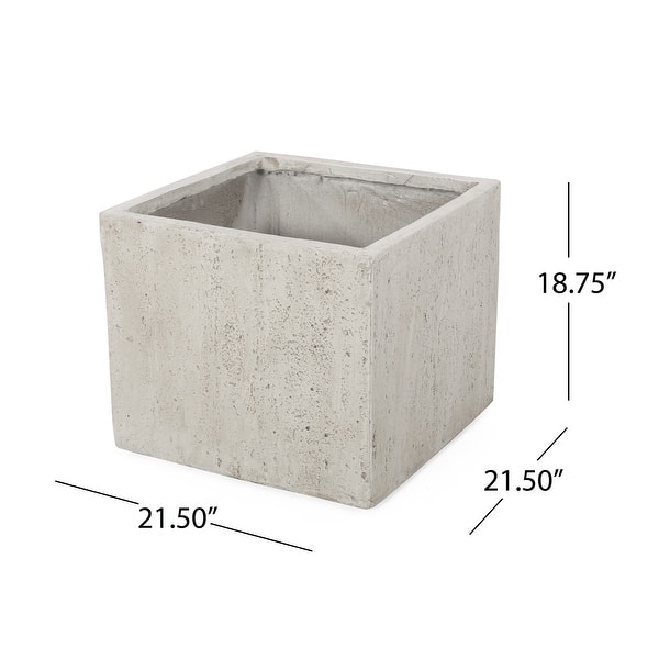 dimension image slide 0 of 2, Ella Outdoor Cast Stone Square Planter by Christopher Knight Home