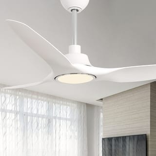 52" Modern White Propeller Smart Ceiling Fan with Light and Remote, App Control, Voice Control