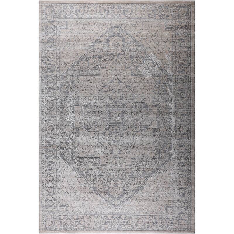 Ray Collection Modern Abstract Oriental Area Rug - Gray/Beige - 5'2"X 7'5"