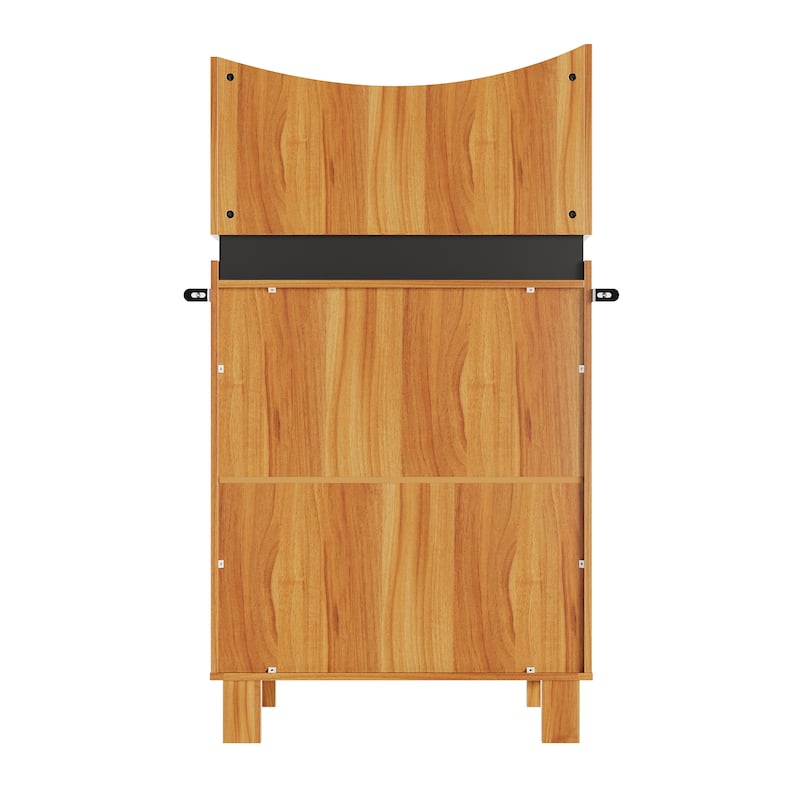 Modern Wave-Front 4-Drawer Dresser with Acrylic Panels, Wood Grain & Black Storage Cabinet Chest Cabinet