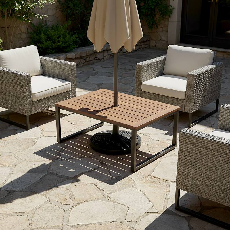 Outdoor 26 lb. Round Black Patio Umbrella Base, Polyethylene and Concrete