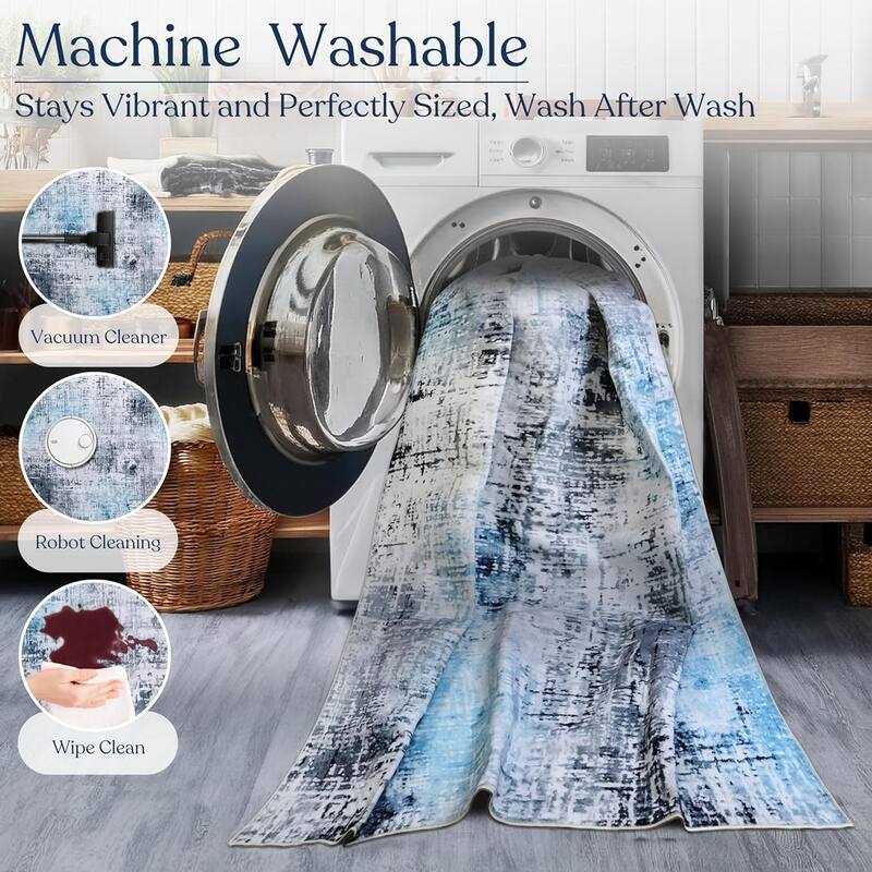 Delara Machine Washable Area Rug, Soft & Durable, Non-Slip Backing, Eco- Friendly GRS certified.