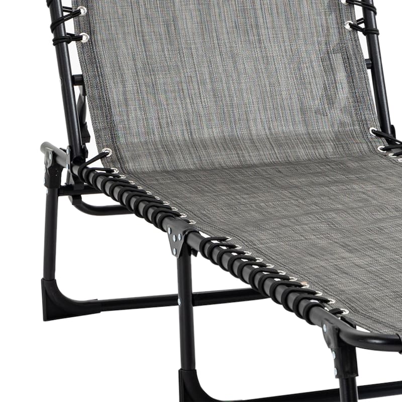 Outsunny Reclining Lounge Chair, Portable Sun Lounger, Folding Camping Cot, with Adjustable Backrest and Removable Pillow