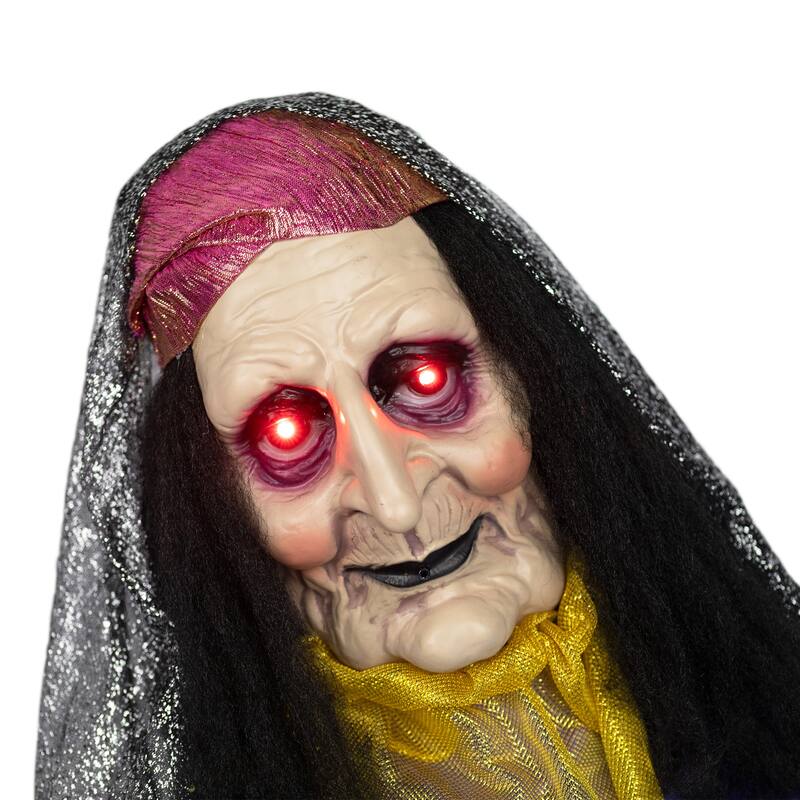 Lighted and Animated Fortune Teller Halloween Decoration - 20" - Multicolor Lights