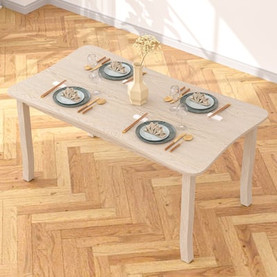 Javlergo 63 Inch Modern Wood Dining table with Curved Edge