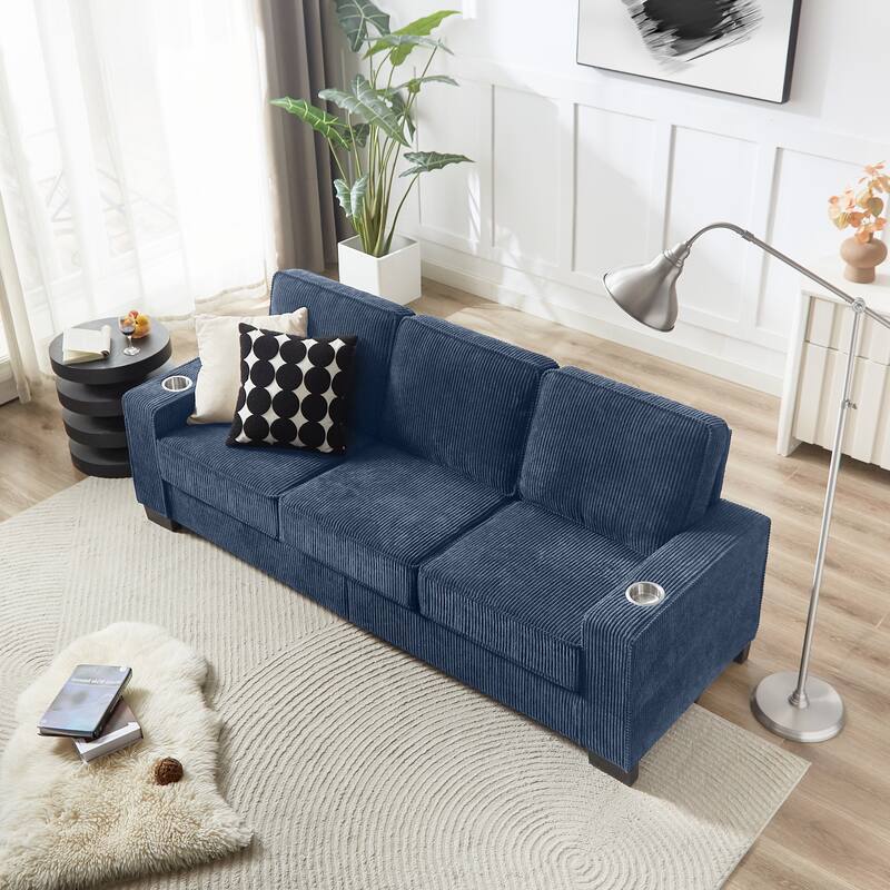 Modular Sectional Sofa, 102 Inch L Shaped Couch Set, 3-Seater Comfy Cloud Couches with Movable Ottoman, DIY Combination