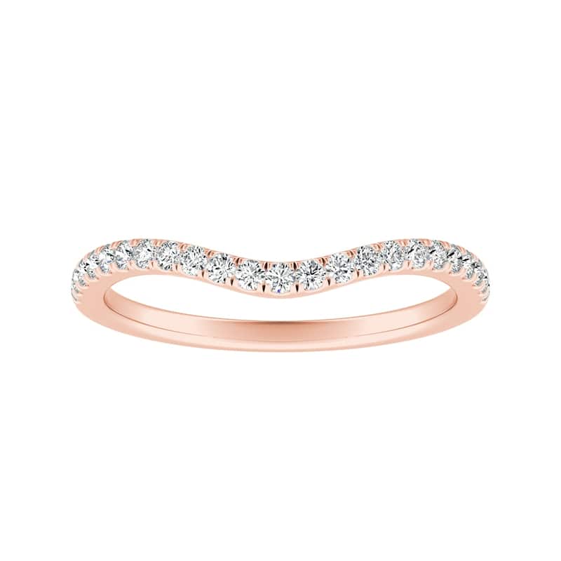 Auriya 1/5ctw Contoured Diamond Wedding Band 14k Gold - Rose - 9