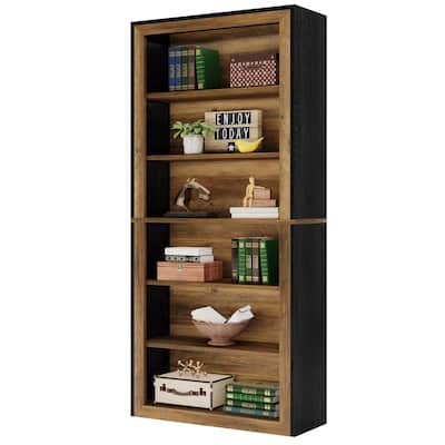 74'' 7 Tiers Narrow Tall Bookcase Wood Open Display Floor Bookshelf