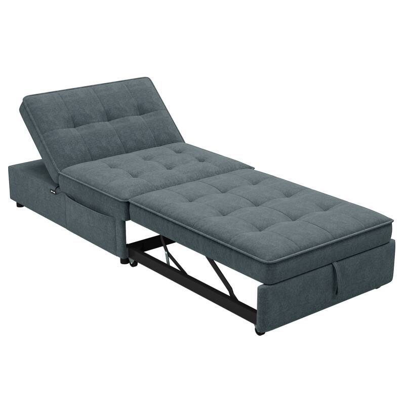 72.5" Linen 4-in-1 3-Seater Sleeper Sofa with 5-Level Adjustable Backrest And Storage Pocket
