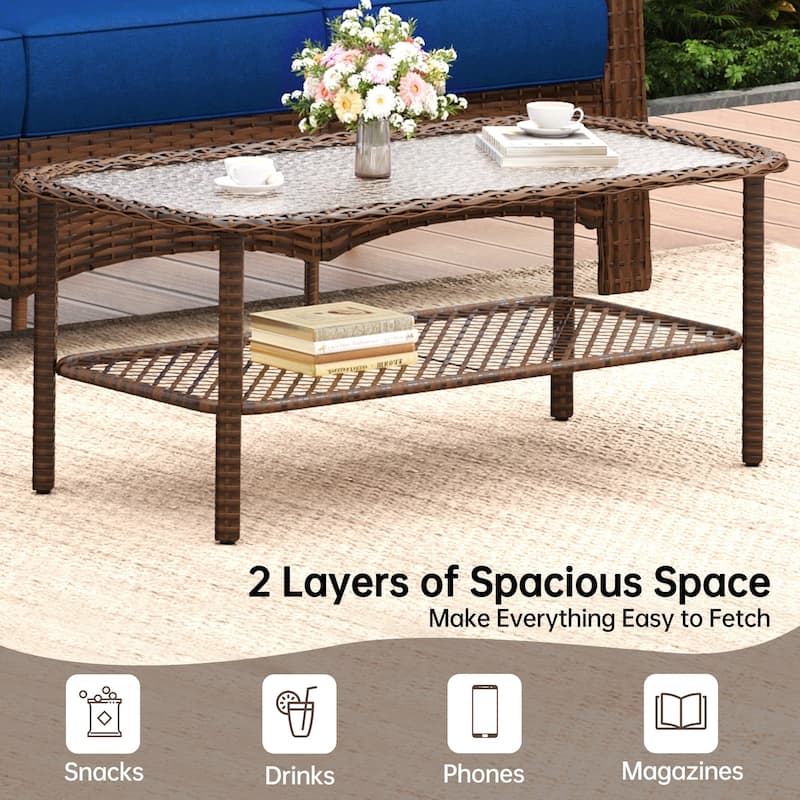 High Back Outdoor Swivel Rocker Patio Chairs Set of 2 with 5-Inch Thick Cushions and Side Table for Porch, Poolside