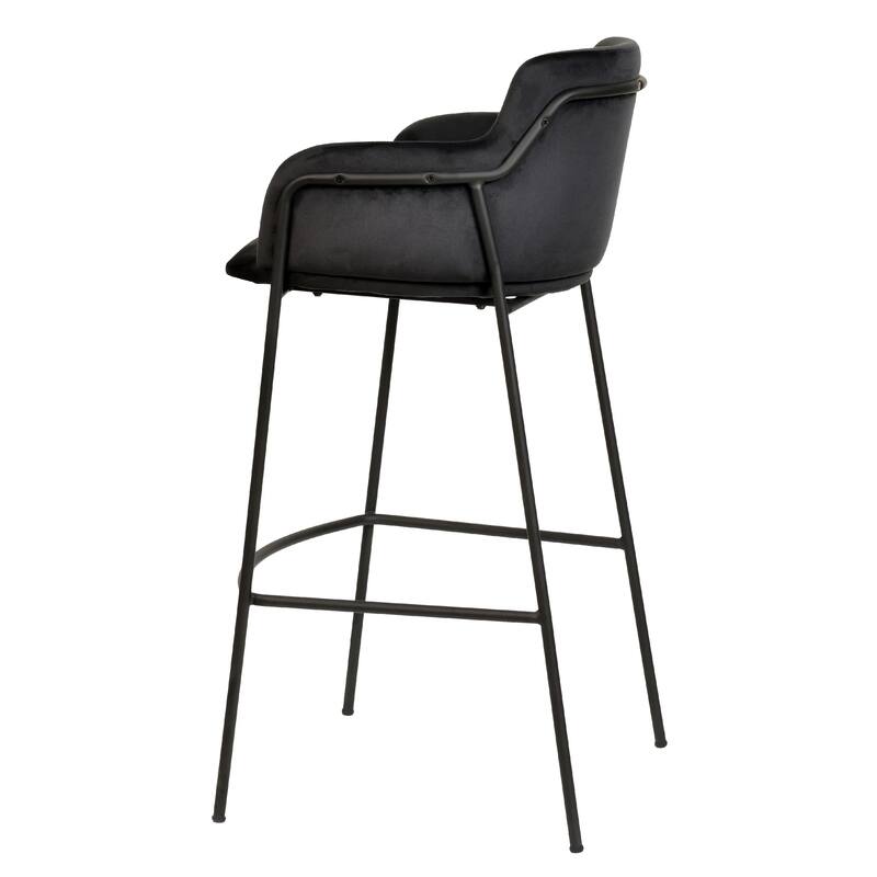 Axis 40" Upholstered Bar Stool - Counter Height Bar Stool with Black Stainless-Steel Frame and Footrest for Home Bar Set of 2