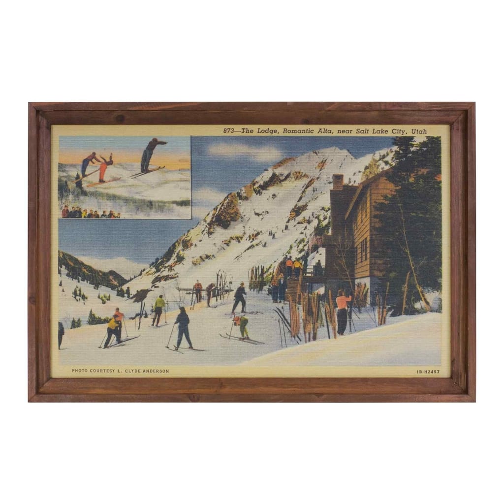 Vintage Ski Lodge Framed Christmas Wall Art - 23.5" x 15.75"