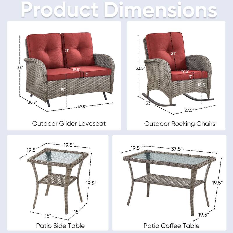 Outdoor Glider Sofa Rocker Chairs Coffee Table