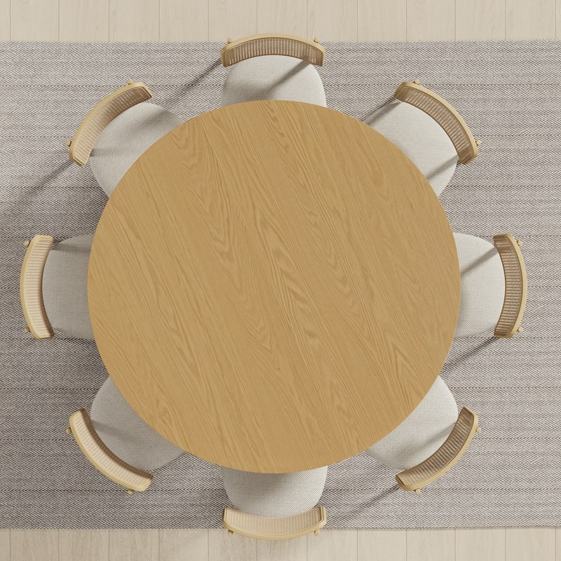 Solid Wood Round Dining Table Kitchen Table for 4-6 with Tabletop and Cylindrical Base for Living/Dining Room Coffee Office