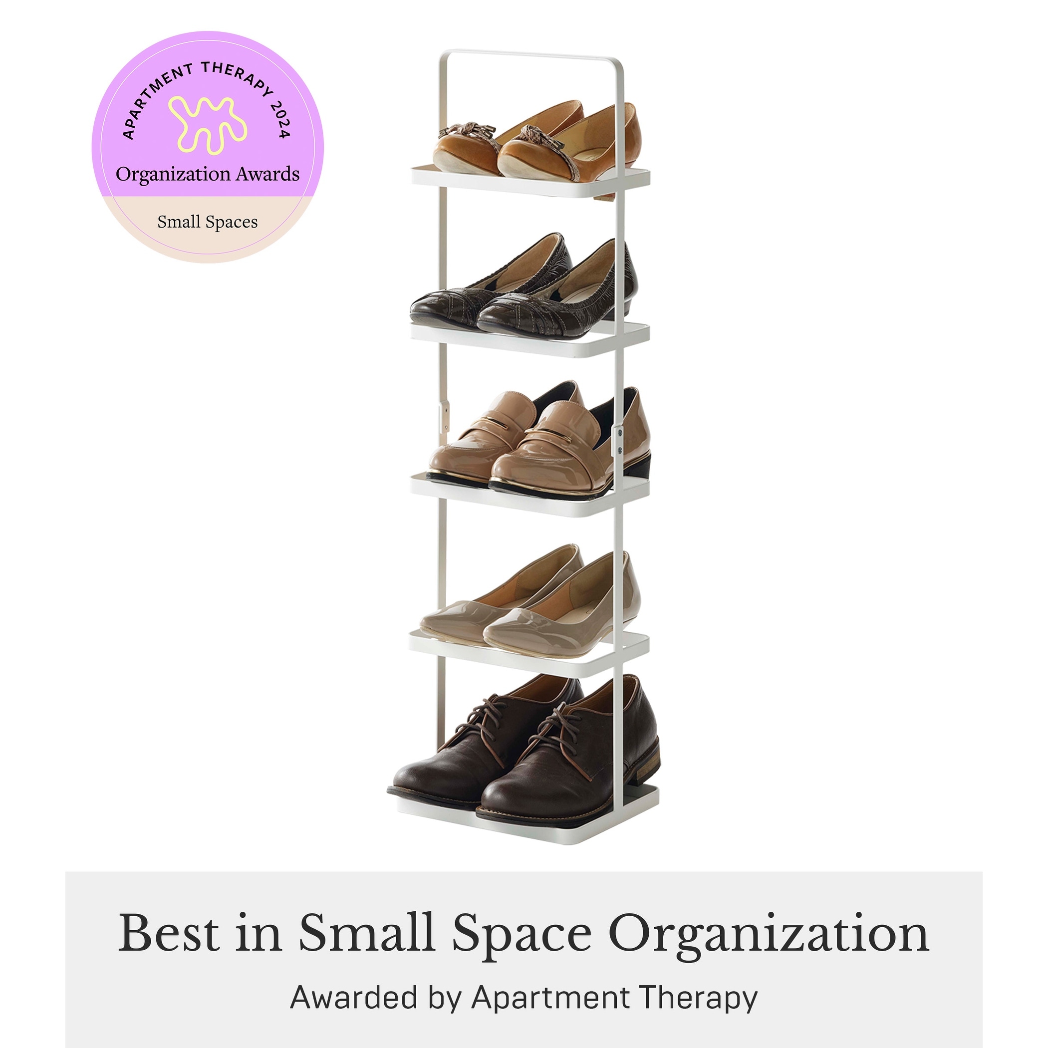 Yamazaki Home Shoe Rack Two Styles Steel Holds 5 shoes Holds 11 lbs L 7.09 x W 8.66 x H 30.51 inches Bed Bath Beyond 39256765