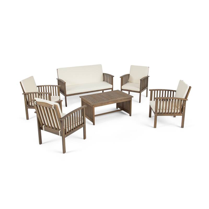 Carolina Outdoor 6-Seater Acacia Wood Chat Set by Christopher Knight Home