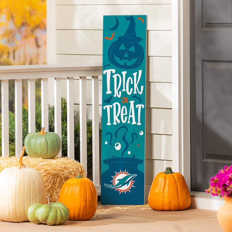 47" Double Sided Seasonal Porch Leaner, Miami Dolphins - 47" x 11.25" - Halloween