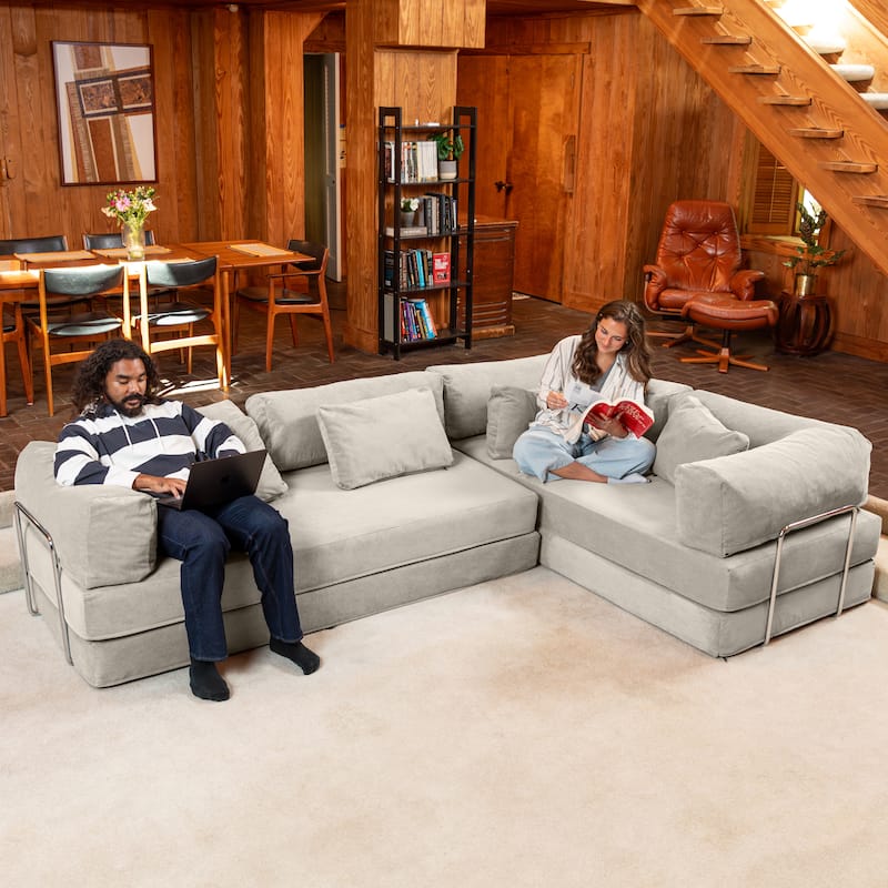 Jaxx Unsofa Modular Convertible Sectional Sofa with Fold Out King Sleeper Bed