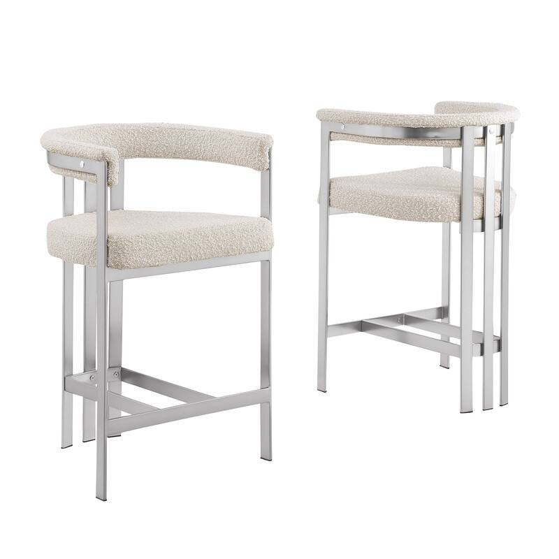 Best Quality Furniture Matte Brushed Chrome Counter Height Chairs (Set of 2) - N/A