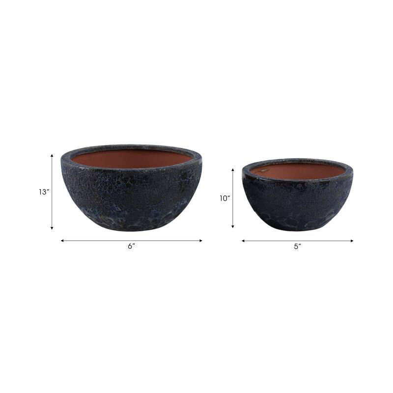 Pottery Bowl Planters Round Design Decorative Bowl Style (Set of 2)