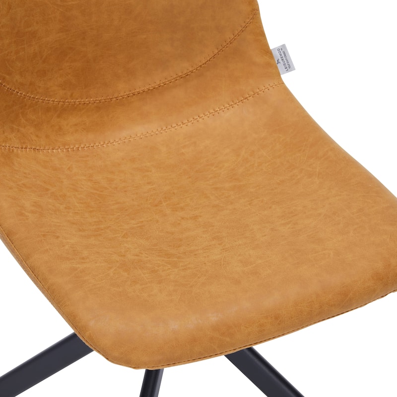 Markley Leather Dining Chair 360 Degree Swivel with Iron legs Modern Accent Side Chair