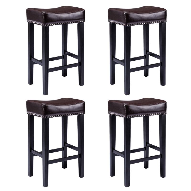 Counter Height Upholstered Bar Stools with Footrest Set of 2