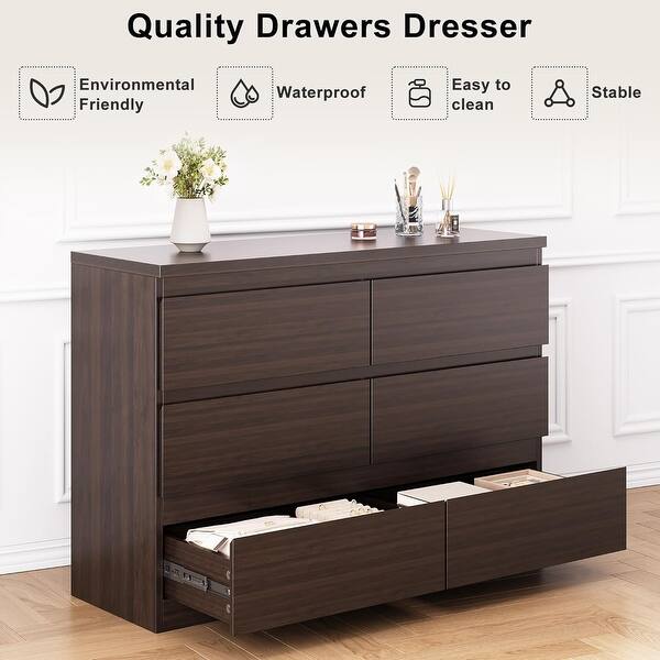 brown modern dresser for bedroom Linea 6-Drawer Dresser – Plank+Beam main image 0