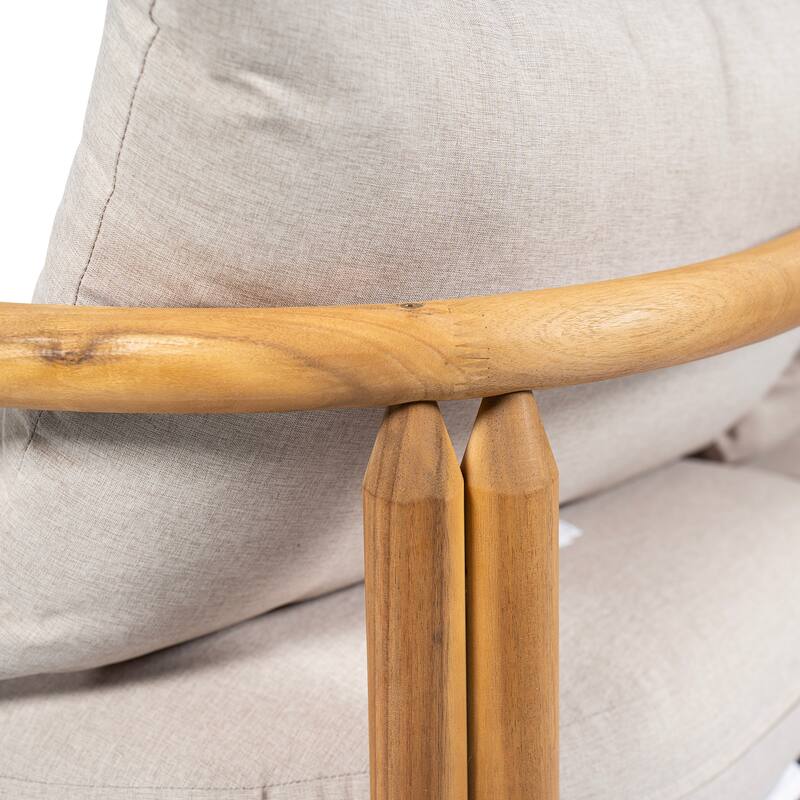 Christopher Knight Home - Outdoor Acacia Wood 3-Seater Sofa with Cushions