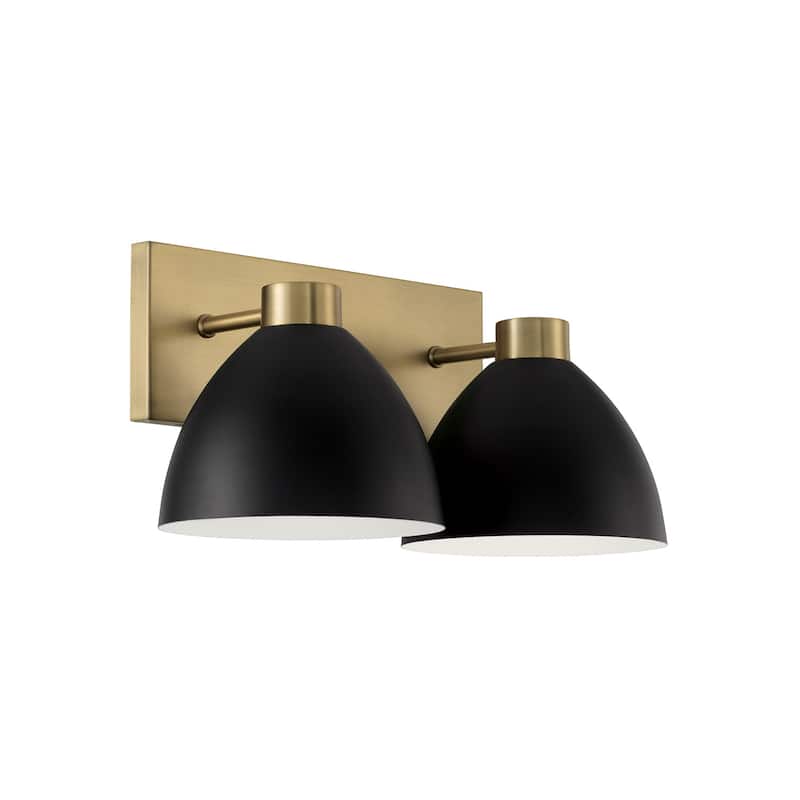 Ross 2-Light Vanity - 16.5"W x 8"H x 8.5"E - Aged Brass and Black