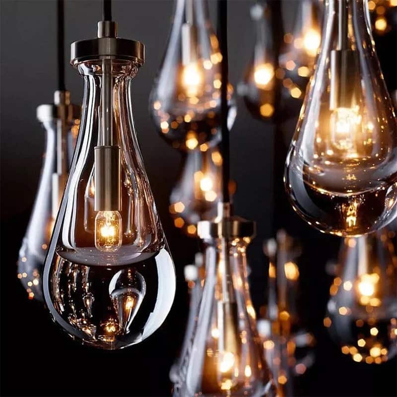 KAYLA Farmhouse Chandelier for Staircase, Foyer, Glass Pendant Light Fixture for Kitchen Island (Bulb Included)