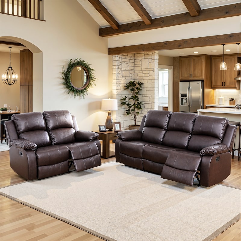 3-Piece Semi PU And PVC Couch Living Room Sofa Set
