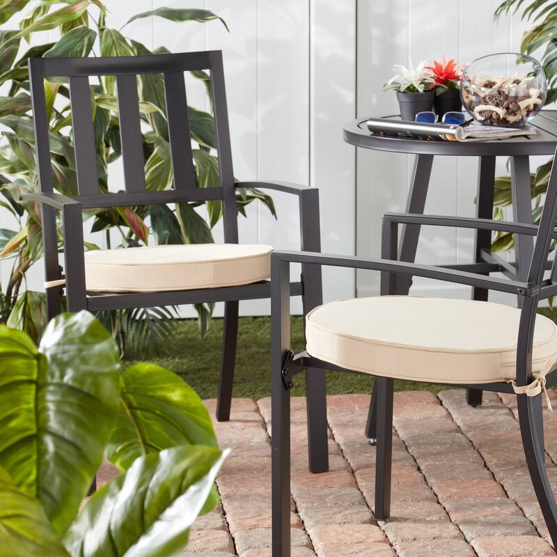 Greendale Home Fashions 18" Round Outdoor Chair Pad (Set of 2) - Stone