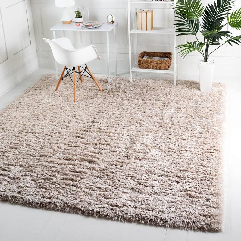 Shag Arum Shag Collection Area Rug - 8' Square - Linen