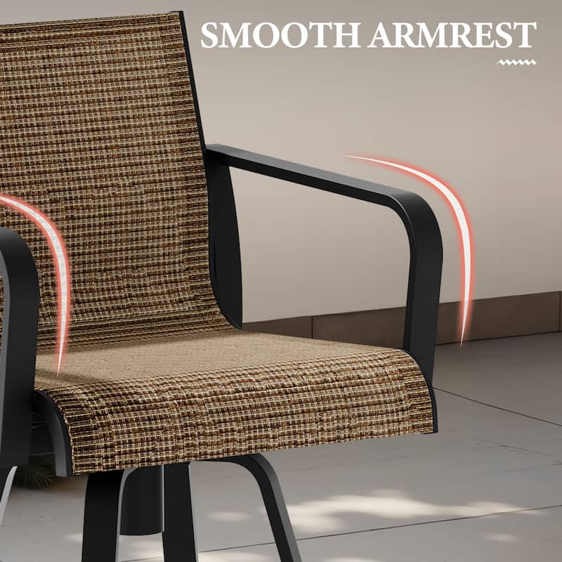 Outdoor Patio Aluminum Sunbrella Fabric Swivel Barstools