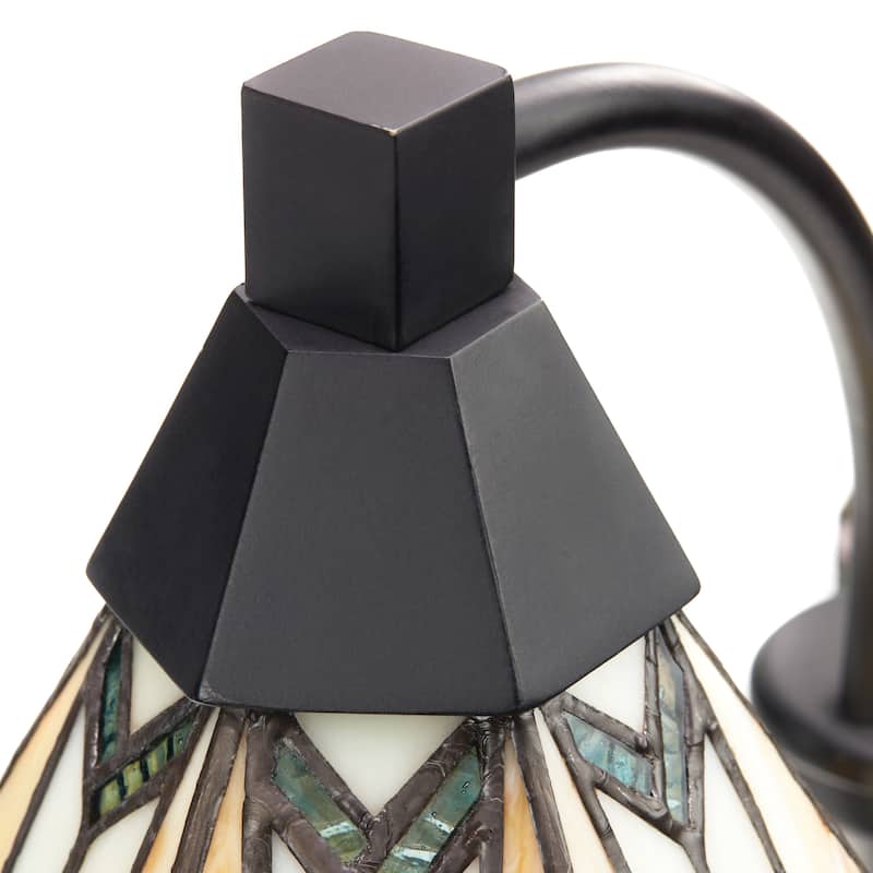Jane River of Goods Black Metal and Stained Glass Cone Shade 21-Inch Table Lamp - 21" x 7" x 21"