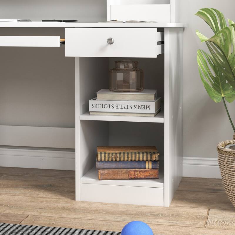 Kids Desk and Chair Set with Storage Drawers and Shelves MDF Study Table for Children Ages 5 to 8 - 35.5" L x 17.75" W x 35.5" H