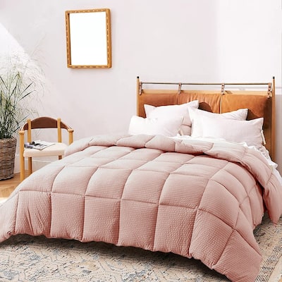 KASENTEX Winter Warmth Quilted Comforter, Cozy Soft Seersucker Textured, Down Alternative Fill