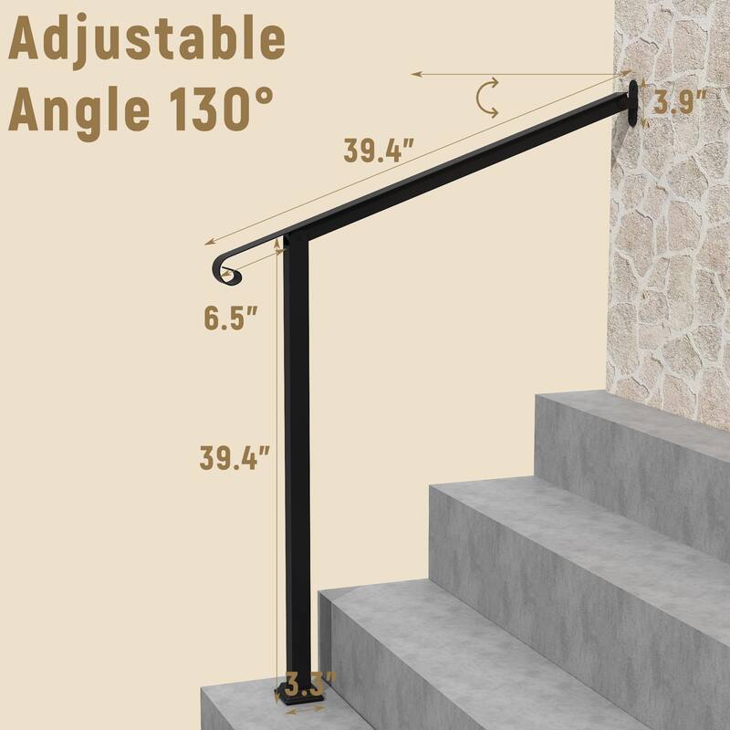 Iron Handrail Elegant Outdoor Rail for Stairs, Porches, and Walkways
