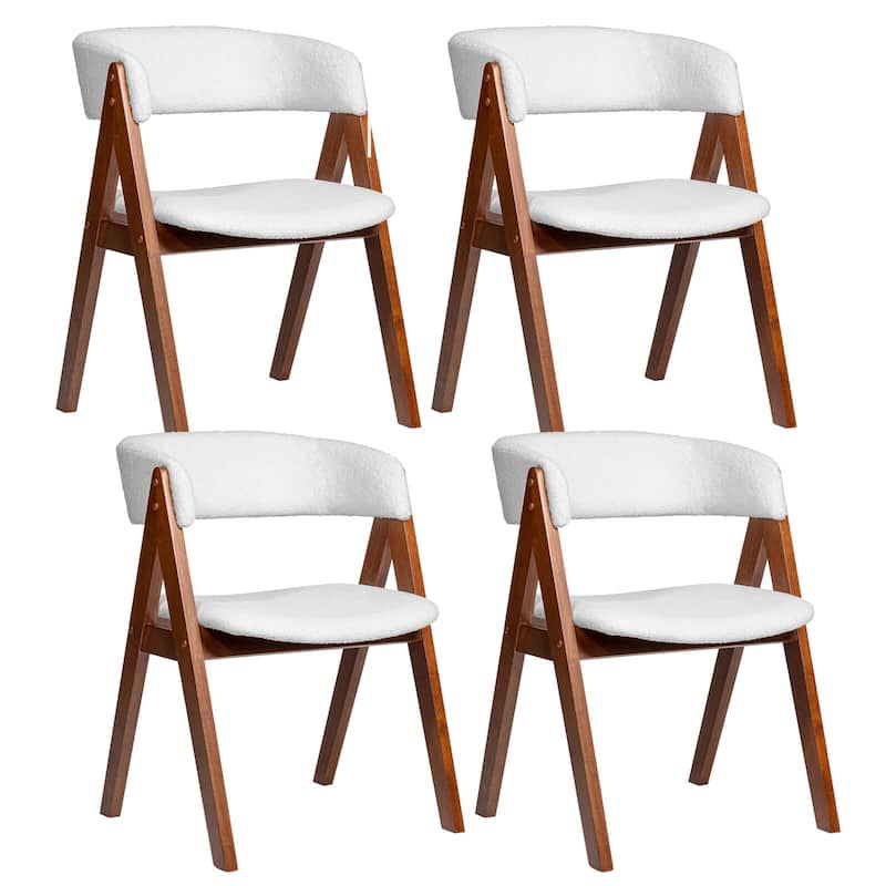 Costway Dining Chairs Set of 2/4 Mid-Century Upholstered Kitchen - See Details - Brown 4 PCS - Set of 4