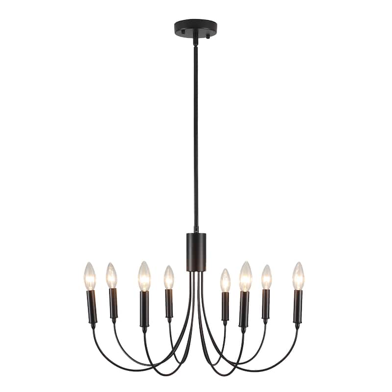 8-Light Black Modern Farmhouse Chandelier, Candle Style Chandelier for Dining Living Room Living Room Bedroom Kitchen