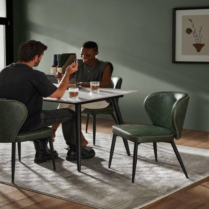 Modern Dining Chairs with Steel Frame and Synthetic Leather Padded Seat