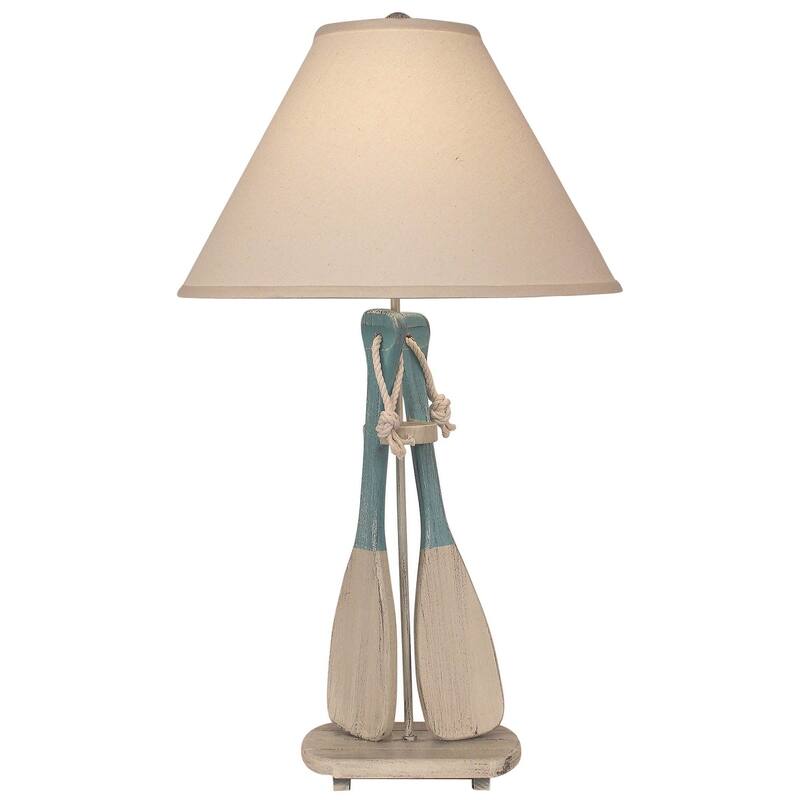 Coastal 2-Paddle Table Lamp - Cottage and Turquoise Sea