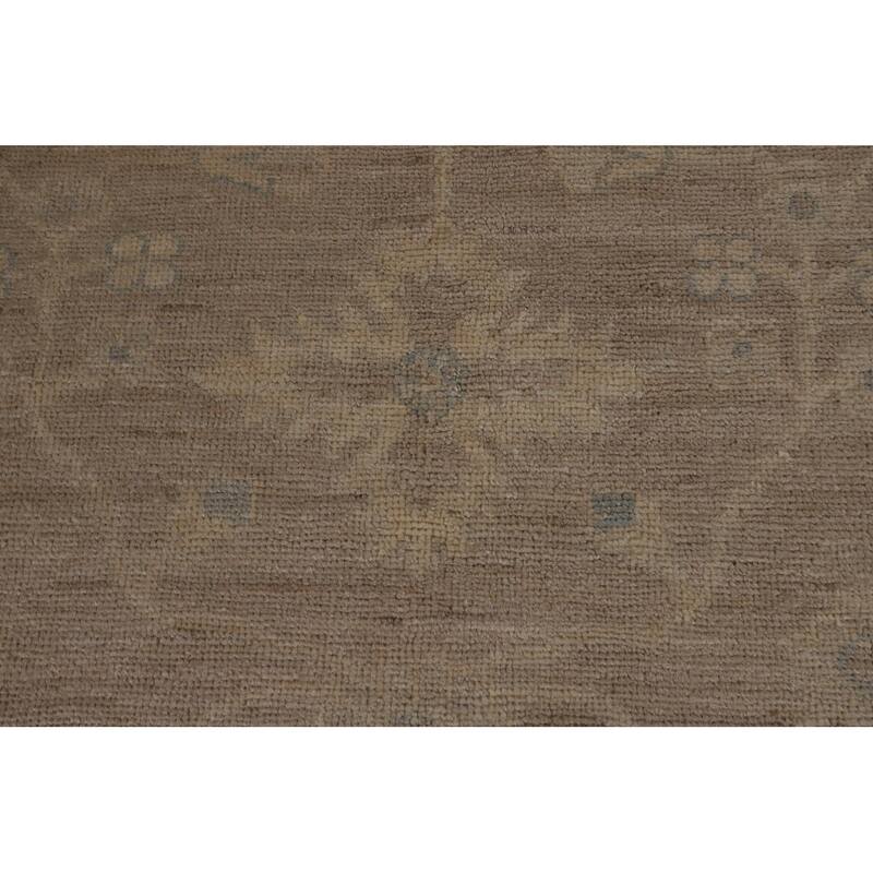 Vegetable Dye Oushak Turkish Rug Handmade Beige Wool Carpet - 8'0"x 9'11"