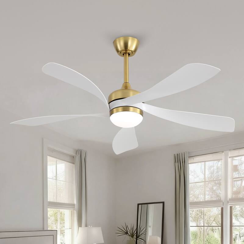52 Inch Ceiling Fan with Light and Remote for Living Room Bedroom Dining Room Patio Farmhouse - 52 Inches - Gold with White