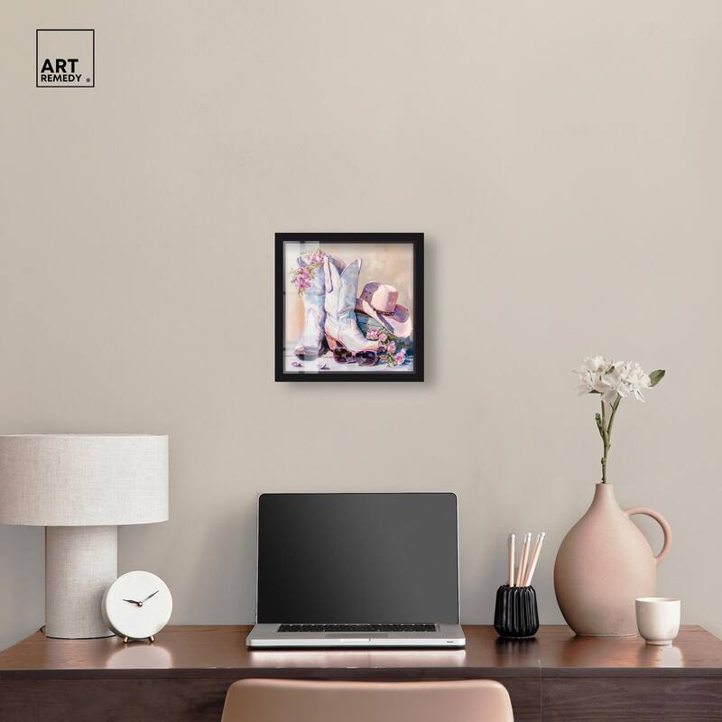 Spring Pink Cowboy Necessities Shadowbox by Art Remedy